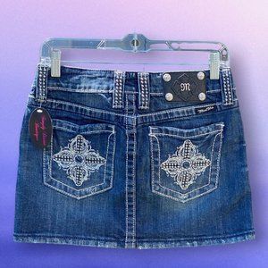 NWT Miss Me denim jean skirt embellished studded decorated back pockets